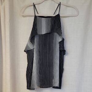 NWT Ann Taylor Black and White Striped Sleeveless Top